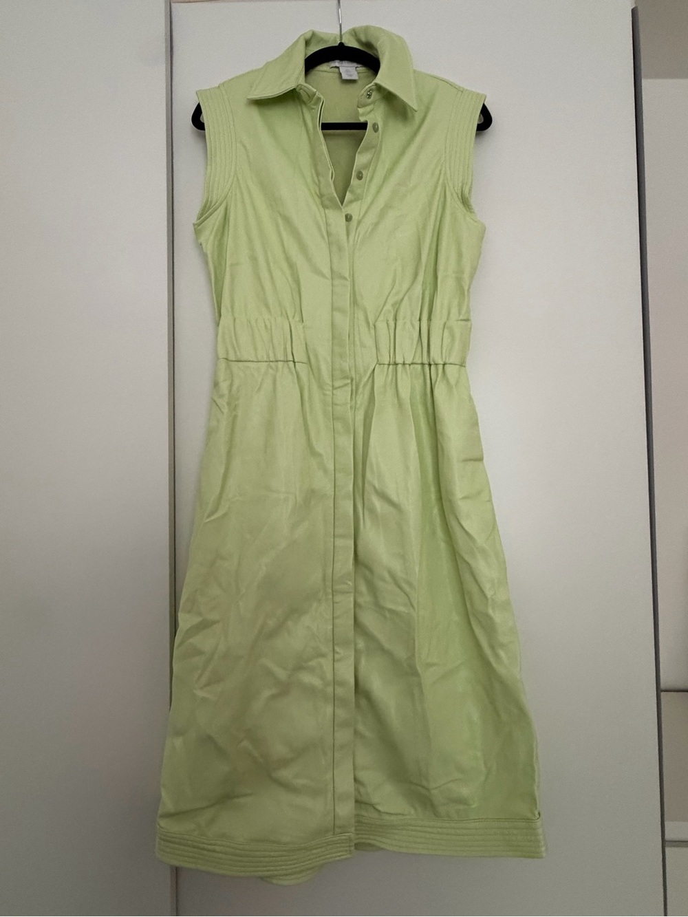 Vegan Leather Light Green Shirt Dress